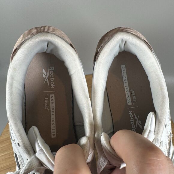 Reebok Women Tech G Geo Sneakers White Leather‎ Platform Sz 8.5 - Picture 7 of 8